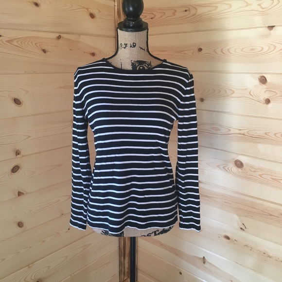 Ralph Lauren Tops - Ralph Lauren Blcak and White Striped Long Sleeve